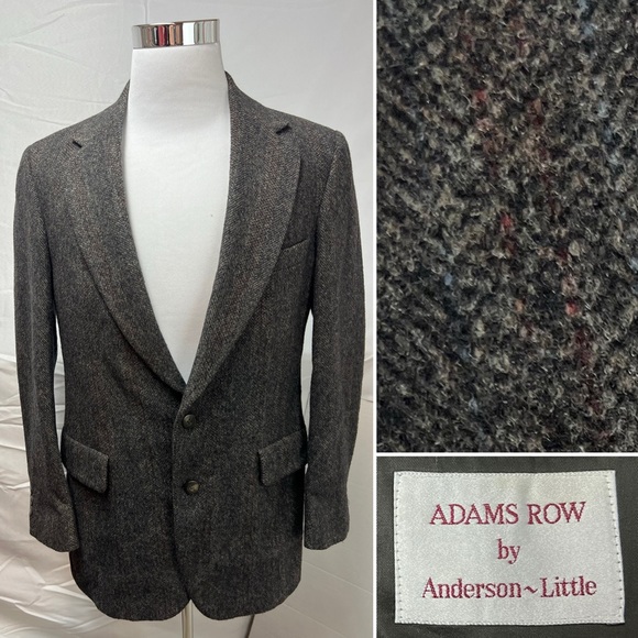 Vintage Men’s 42R Gray Herringbone Tweed Anderson-Little Adams Row Blazer Jacket - Picture 1 of 12